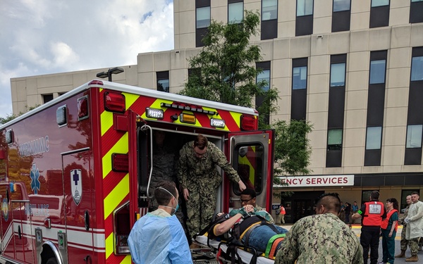 A 'patient' off-load during WRNMMC's Code Green Exercise