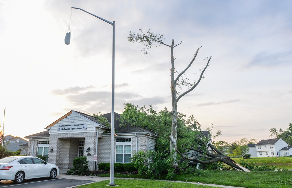 Housing area damaged by storm