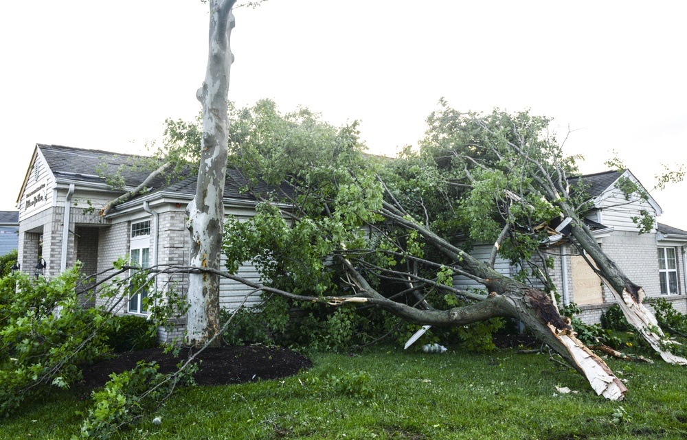 Housing area damaged by storm