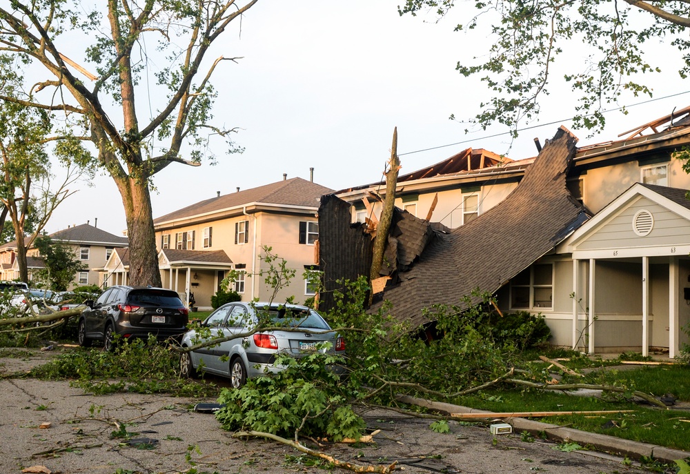 Housing area damaged by storm