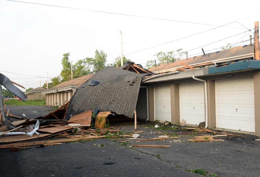 Housing area damaged by storm