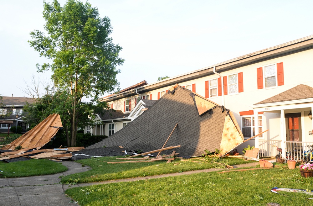 Housing area damaged by storm