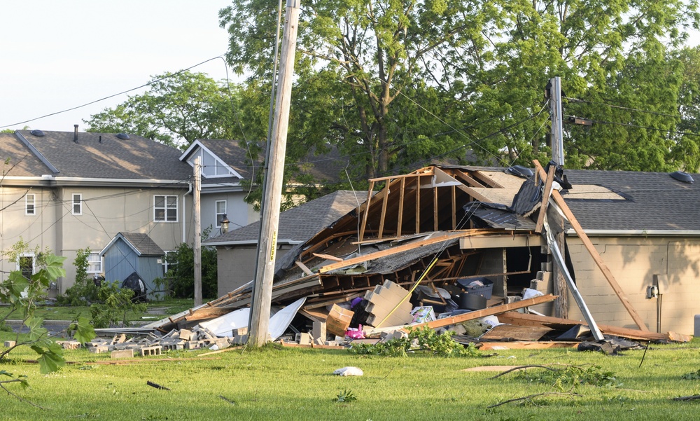 Housing area damaged by storm