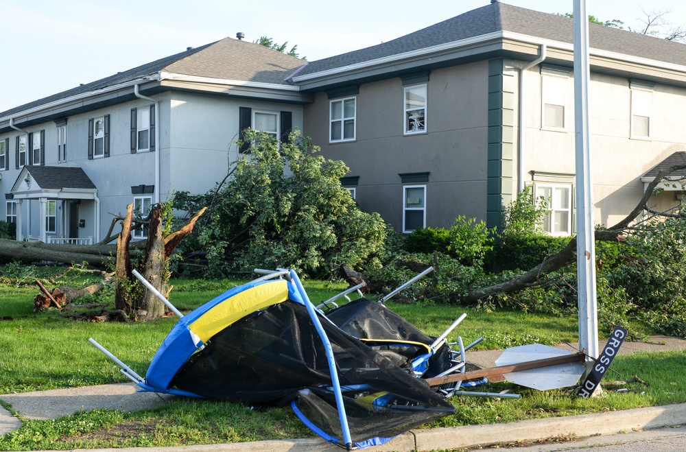 Housing area damaged by storm