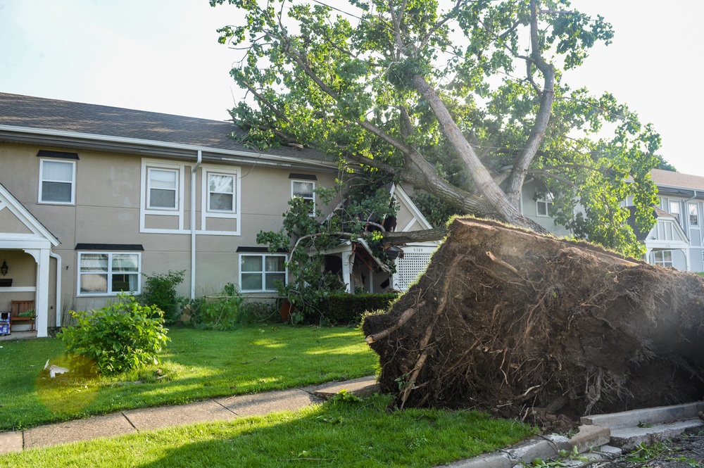 Housing area damaged by storm