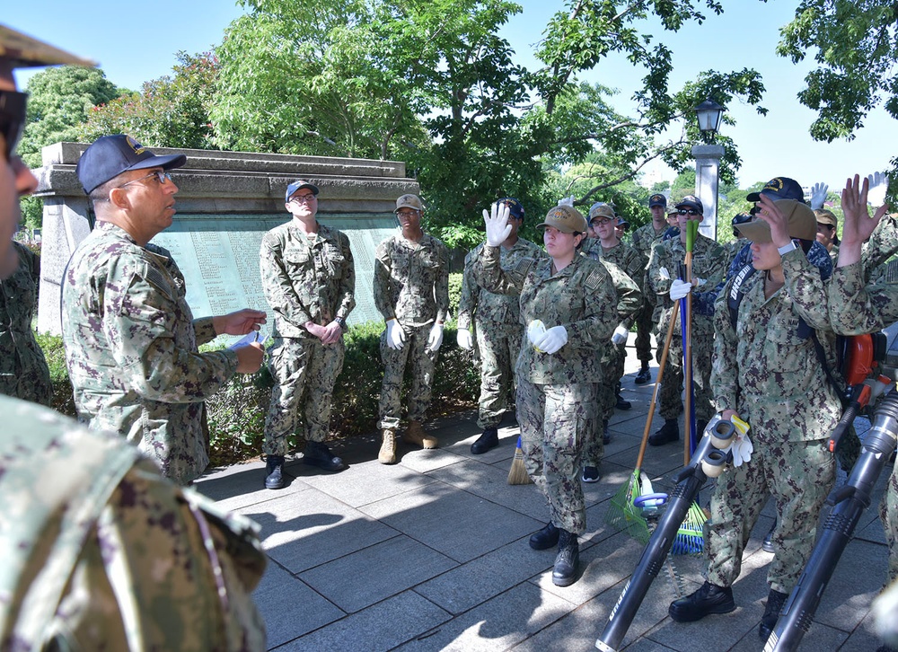 Japan-based Sailors Clean-up Yokohama Foreign Cemetery