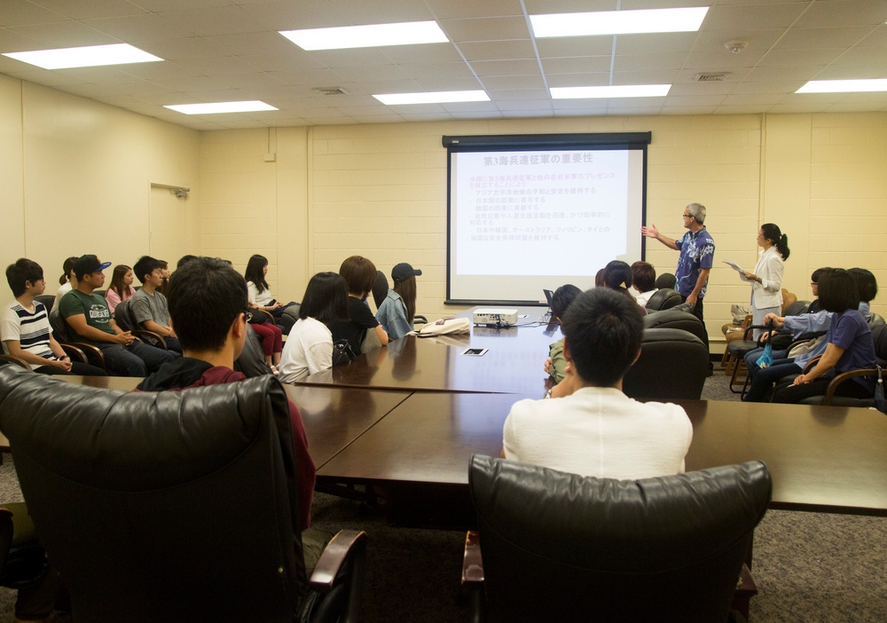 Okinawa University students learn about Marines, visit historical display on Camp Kinser