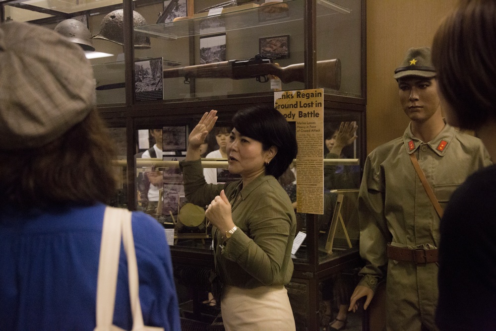 Okinawa university students learn about Marines, visit historical display on Camp Kinser