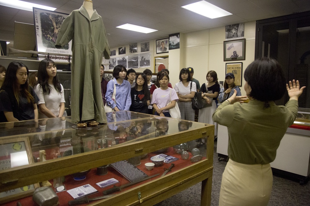 Okinawa University students learn about Marines, visit historical display on Camp Kinser