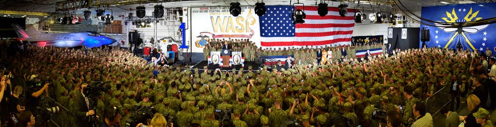 PRESIDENT TRUMP VISITS USS WASP (LHD 1)