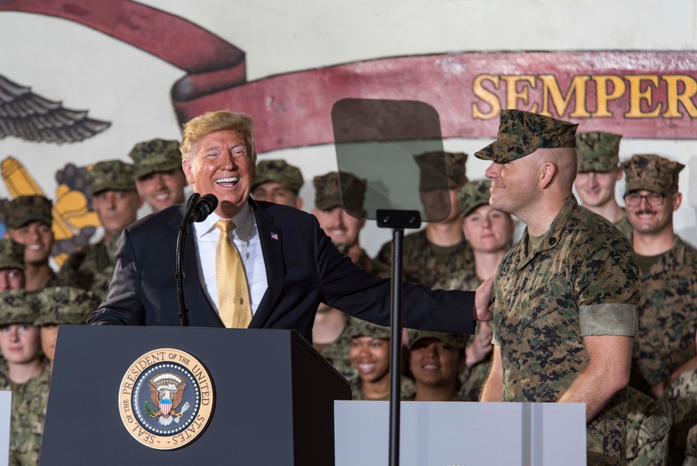 PRESIDENT TRUMP VISITS USS WASP (LHD 1)