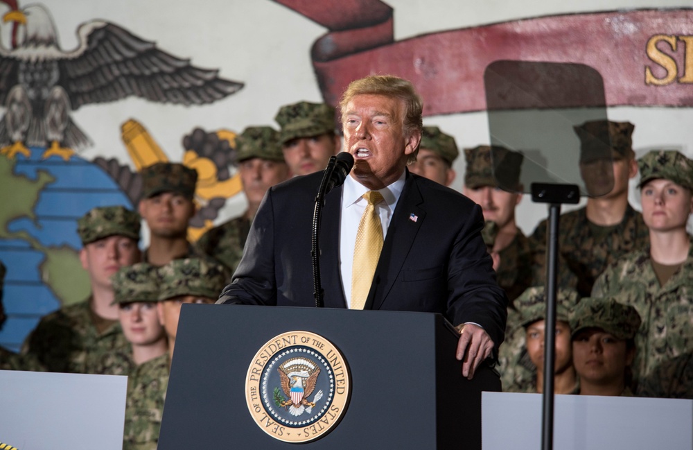 PRESIDENT TRUMP VISITS USS WASP (LHD 1)