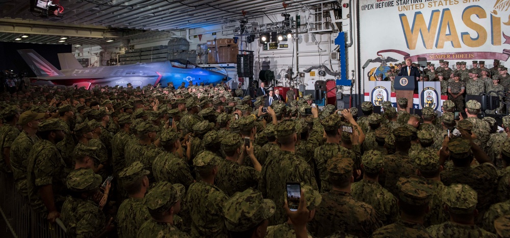 PRESIDENT TRUMP VISITS USS WASP (LHD 1)