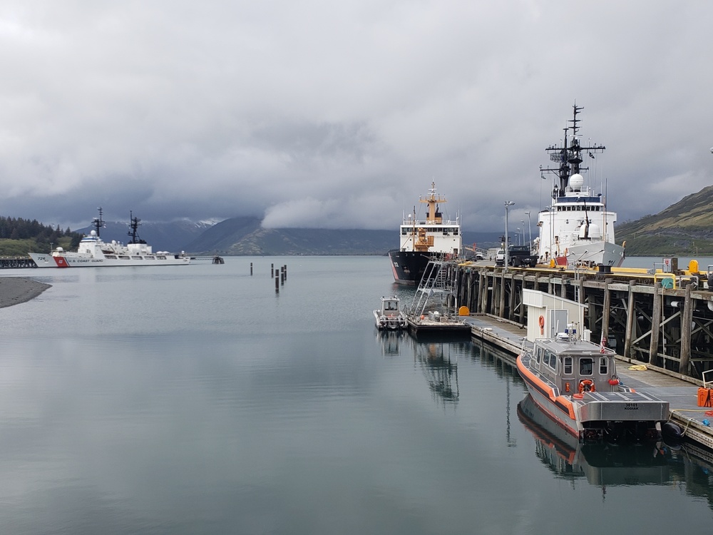 Coast Guard Cutters moored in Kodiak, Alaska