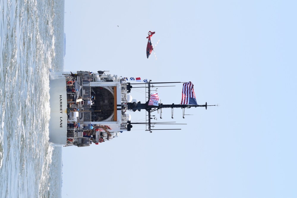Coast Guard Cutter Harriet Lane fires commemorative shot near Fort Sumter 