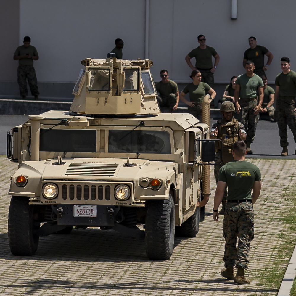 MAG-12 conducts Humvee push for 1st MAW warrior games