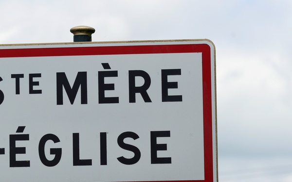 The town sign for Ste Mere Eglise
