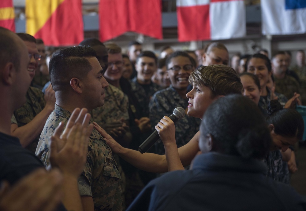 USO Show Troupe Performs For USS New York