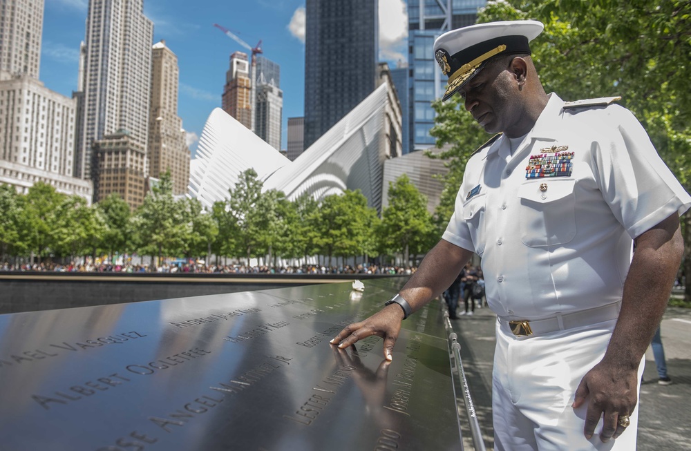 Rear Admiral Stephen Attends Reenlistment Ceremony At World Trade Center Memorial