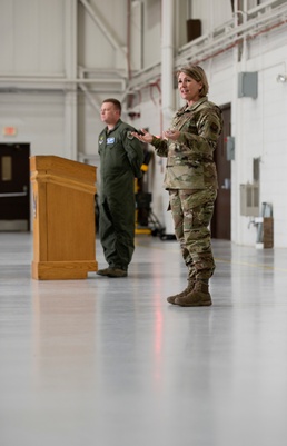Chief Master Sgt. Kathleen McCool engages with new team at Whiteman AFB