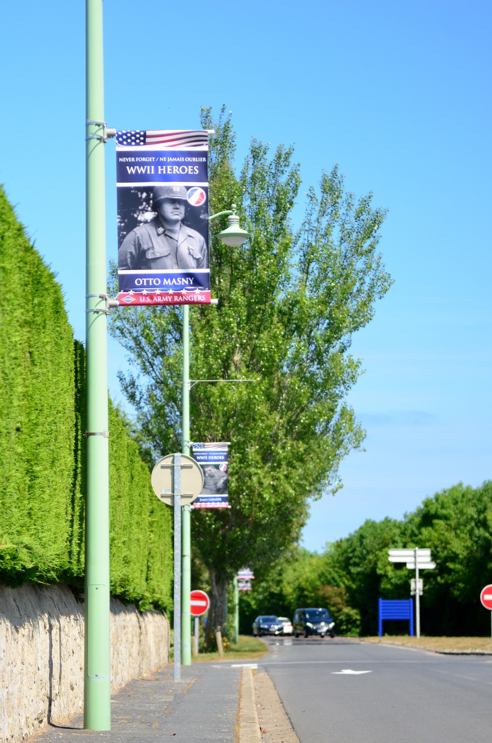 Banners memorializing the sacrifice made by U.S. Army Rangers