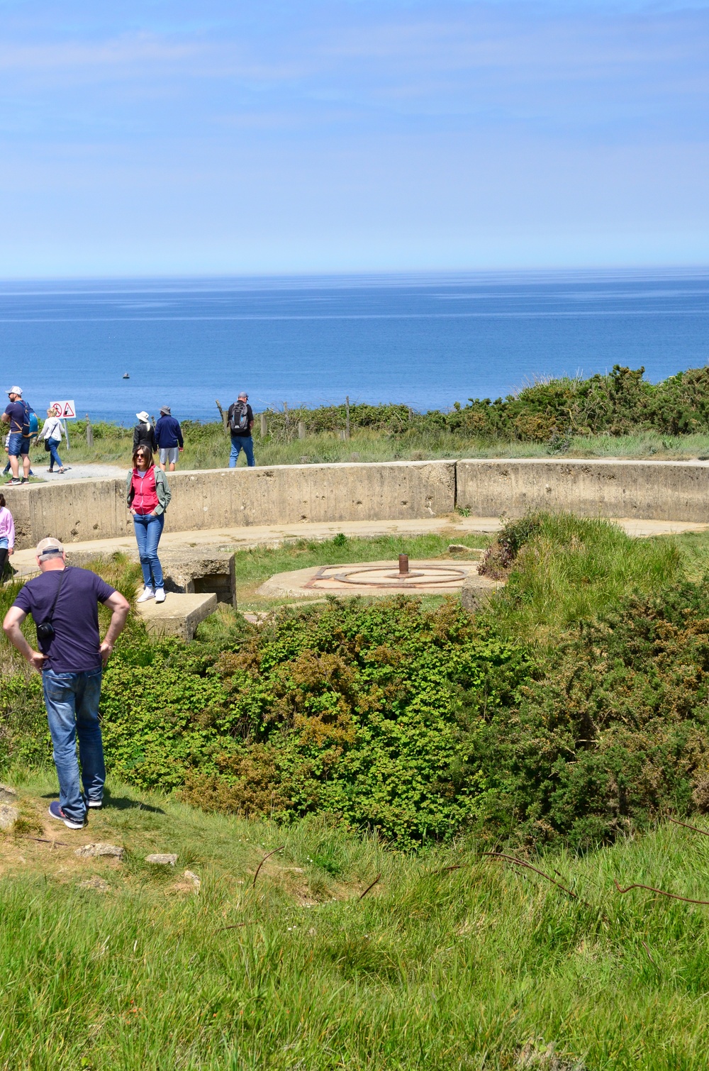 The metal base is all that remains in the five locations of German guns