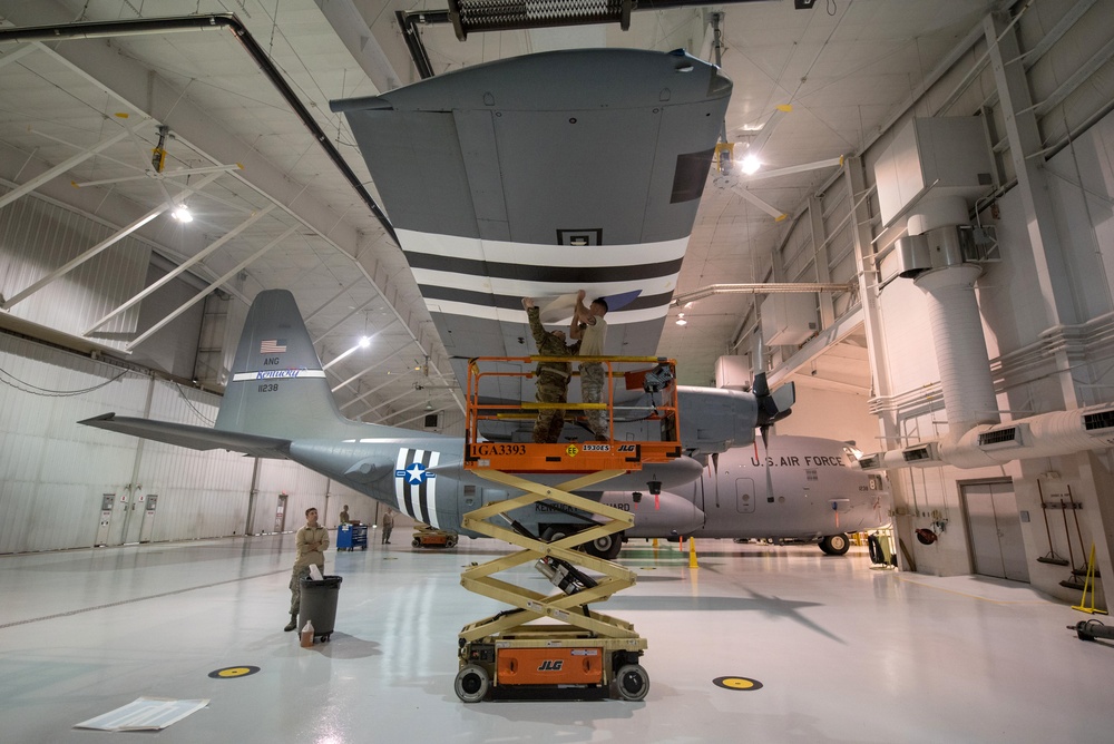 Kentucky Air Guard C-130 Receives D-Day Invasion Stripes