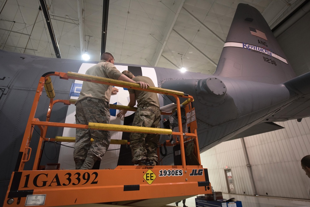 Kentucky Air Guard C-130 Receives D-Day Invasion Stripes