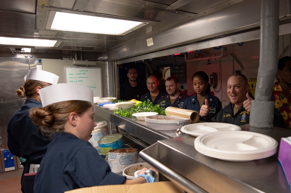 USS MOMSEN Participates in an ice cream social