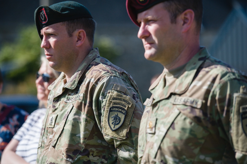 Paratroopers stand in formation