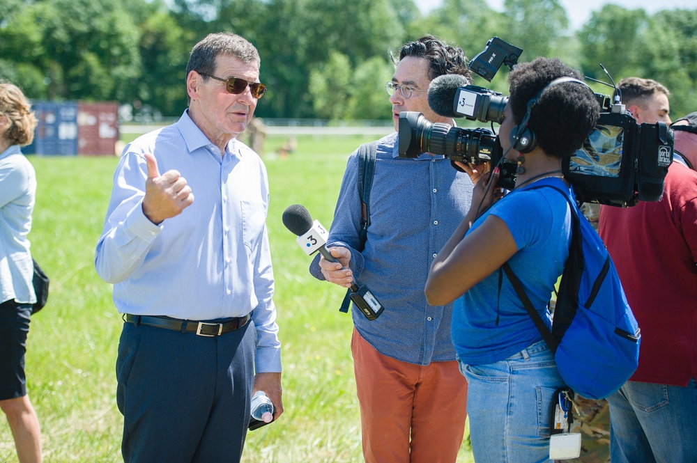 Mayor of Carentan speaks with media