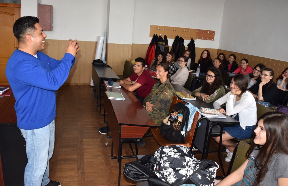 U.S. Navy Sailors Meet with Romanian High School Students