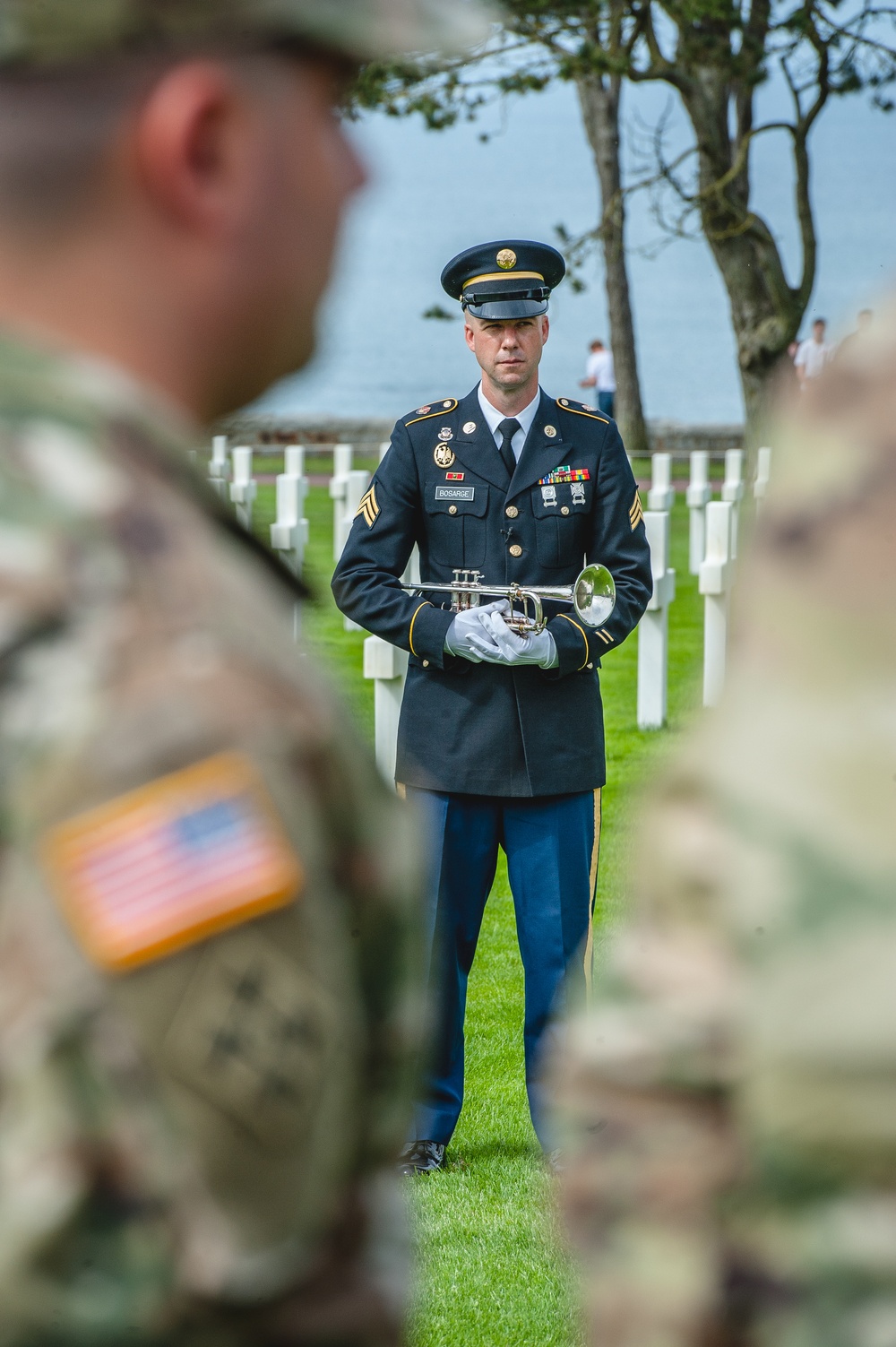 Army Soldier Prepares to Play Taps