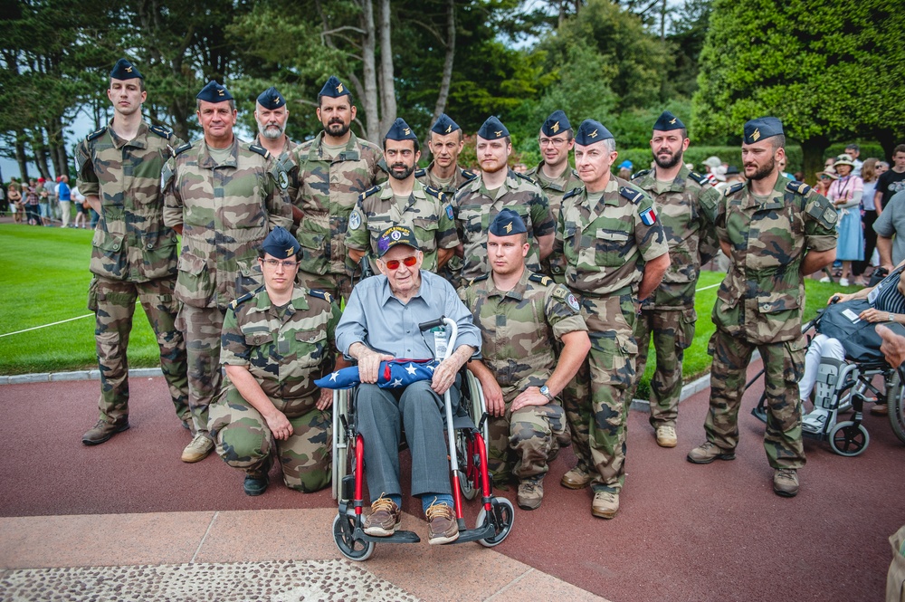 World War II Veteran with French Service Members