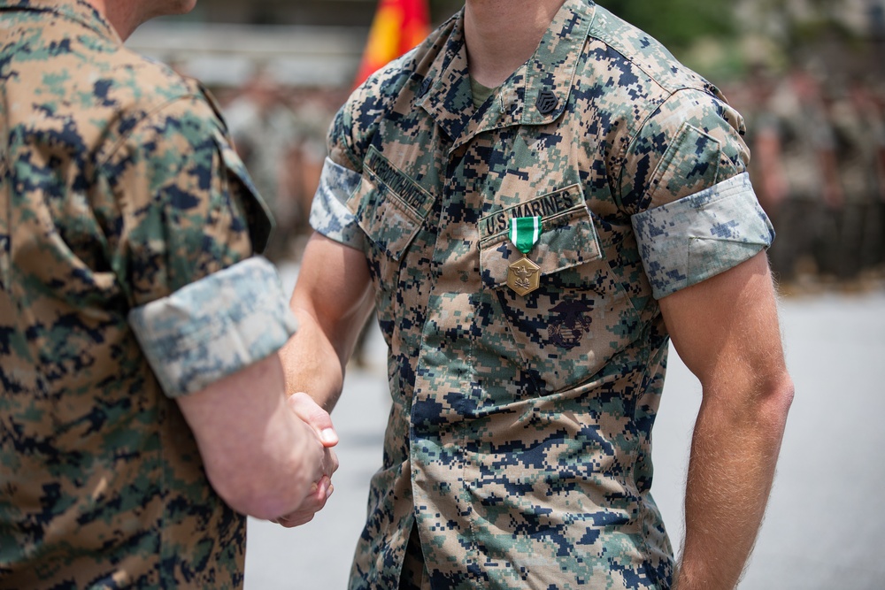 Staff Sgt. Chase C. Hunter McGroty-Hunter awarded Navy and Marine Corps Commendation Medal