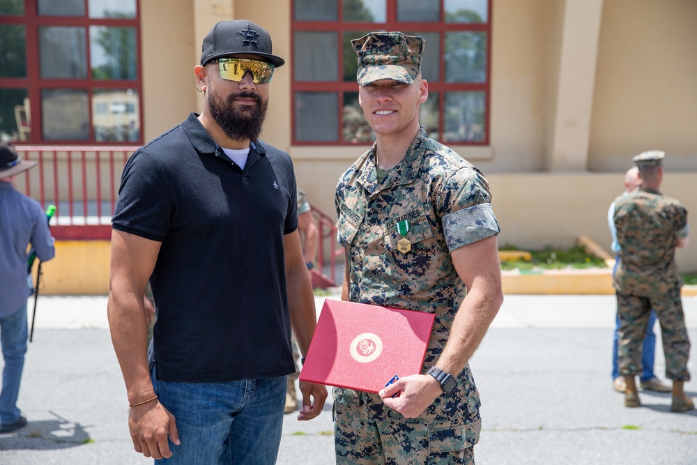 Staff Sgt. Chase C. Hunter McGroty-Hunter awarded Navy and Marine Corps Commendation Medal