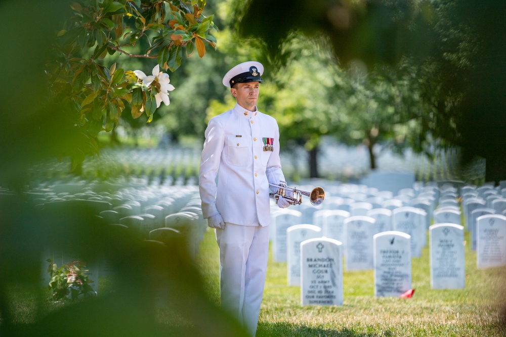 Military Funeral Honors for U.S. Navy Reserve Pharmacist's Mate Third Class William Blancheri in Section 60