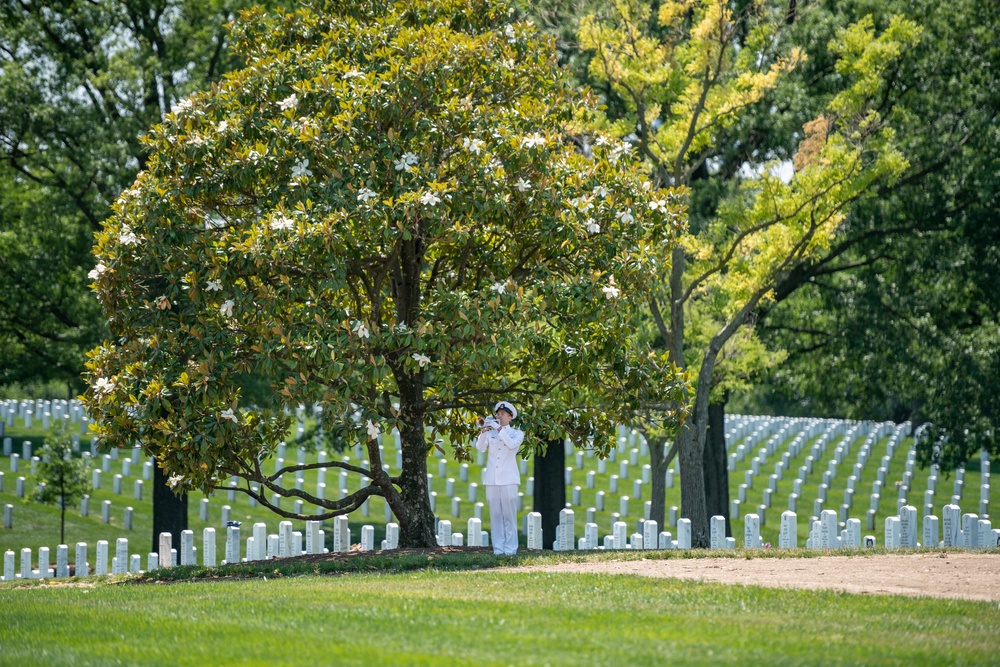 Military Funeral Honors for U.S. Navy Reserve Pharmacist's Mate Third Class William Blancheri in Section 60