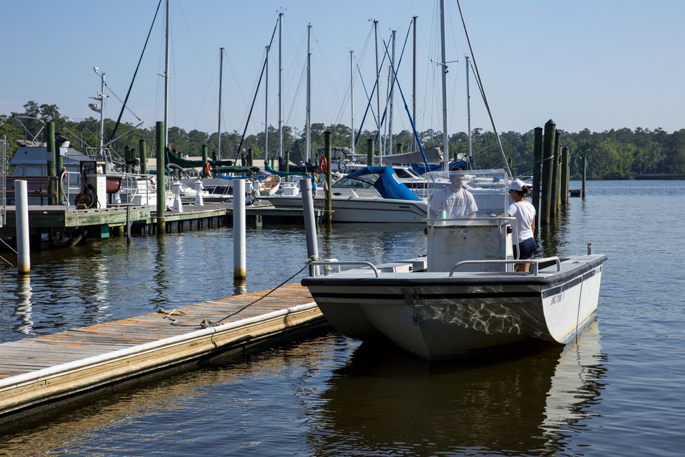 Single Marine Program Volunteer Cleanup at the Gottschalk Marina on Marine Corps Base Camp Lejeune