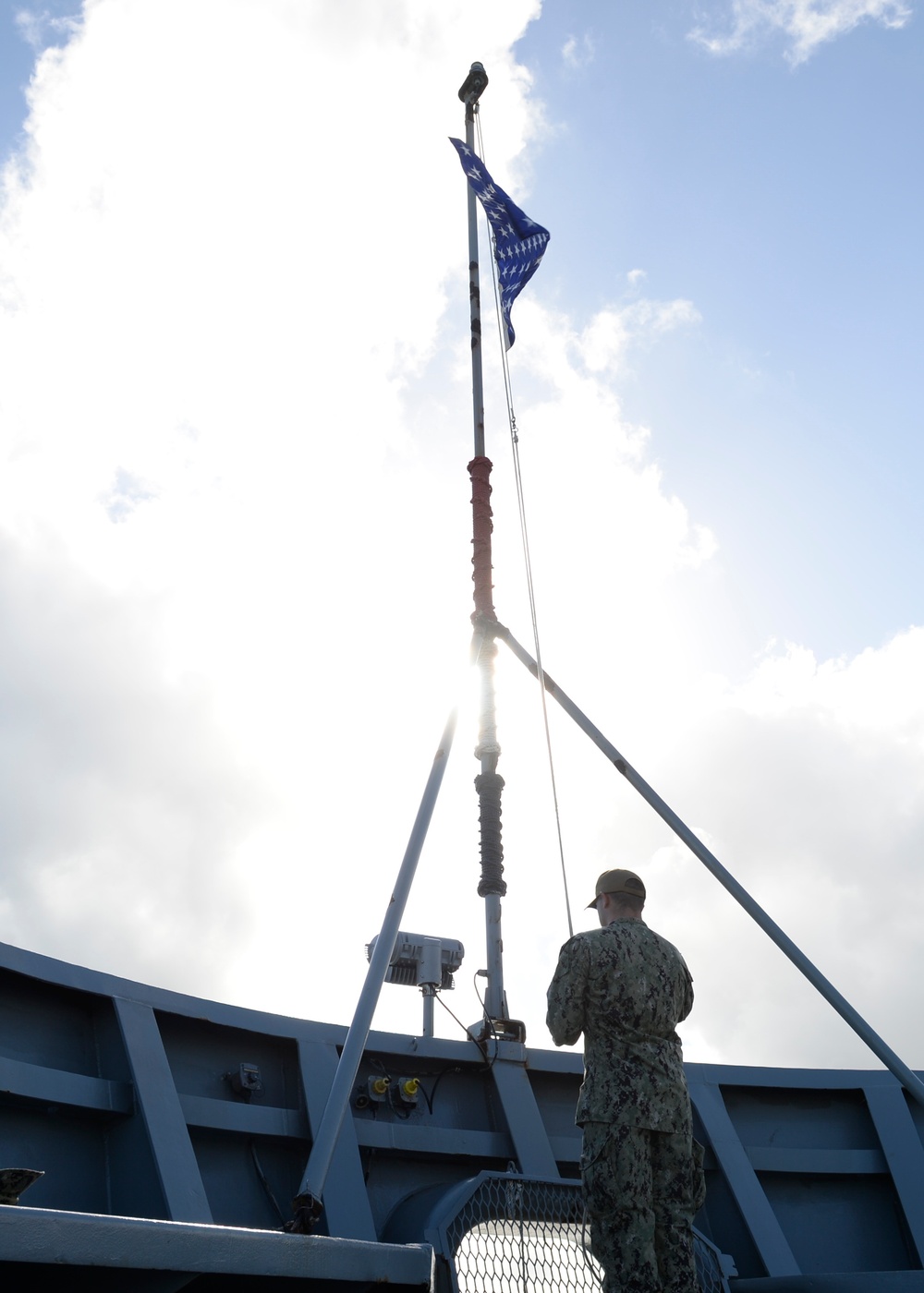 Frank Cable Flies the Union Jack
