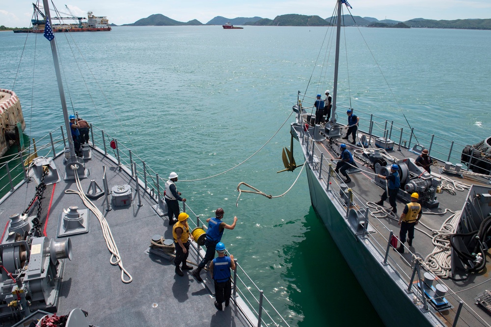 USS Pioneer and USS Patriot Depart Sattahip for Mine Countermeasures Excercise During CARAT Thailand 2019