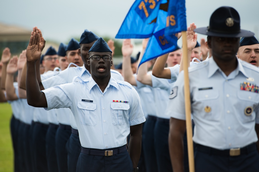 Chief Master Sgt. of the Air Force (retired) attends BMT graduation