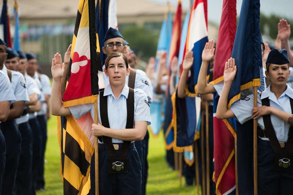 Chief Master Sgt. of the Air Force (retired) attends BMT graduation