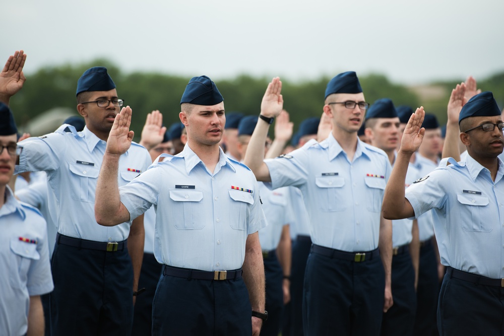 Chief Master Sgt. of the Air Force (retired) attends BMT graduation