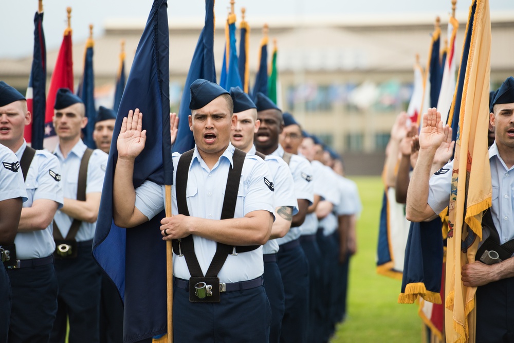 Chief Master Sgt. of the Air Force (retired) attends BMT graduation