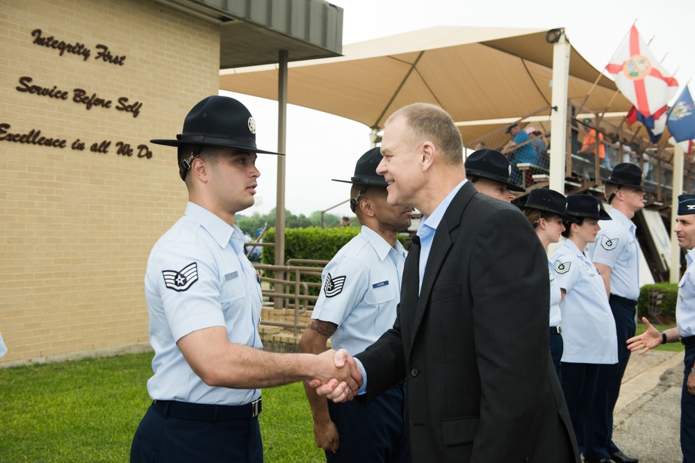 Chief Master Sgt. of the Air Force (retired) attends BMT graduation