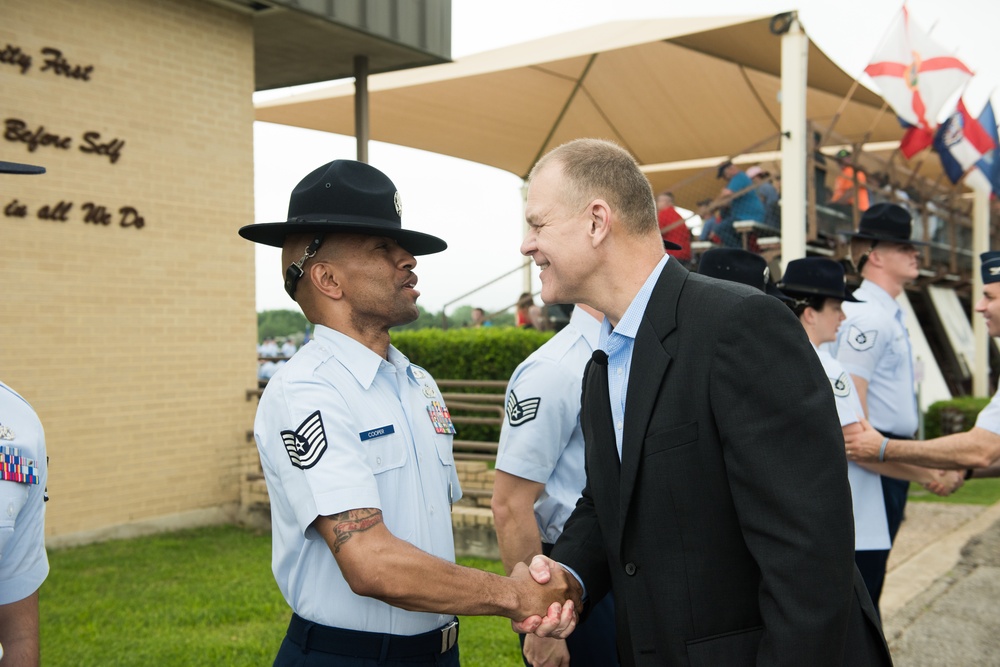 Chief Master Sgt. of the Air Force (retired) attends BMT graduation