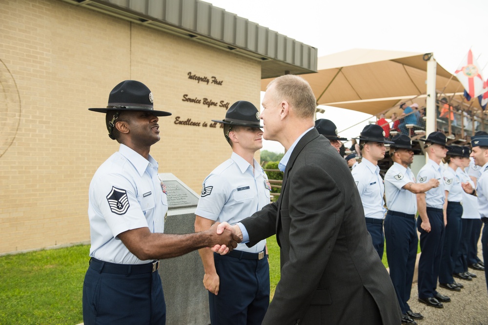 Chief Master Sgt. of the Air Force (retired) attends BMT graduation