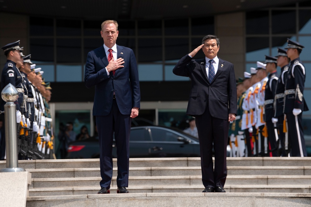 Acting Secretary of Defense Welcomed to South Korean Ministry of Defense