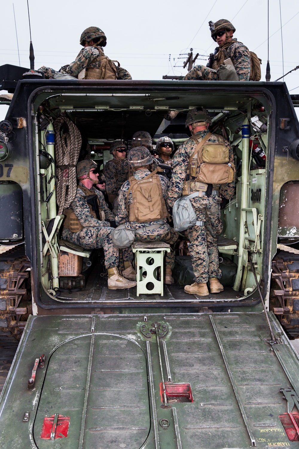 U.S. Marines with 3rd AABN and 2/4 complete a simulated mechanized company operation